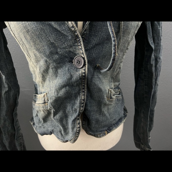 Vintage Y2K Hydraulic Rose Single Button Button Jean Jacket Sz M - Picture 4 of 6